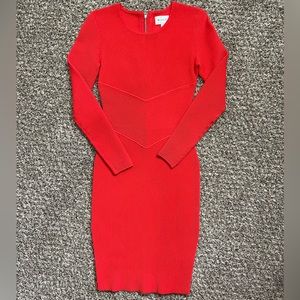 Milly Red Scoop Neck Knee-Length Dress